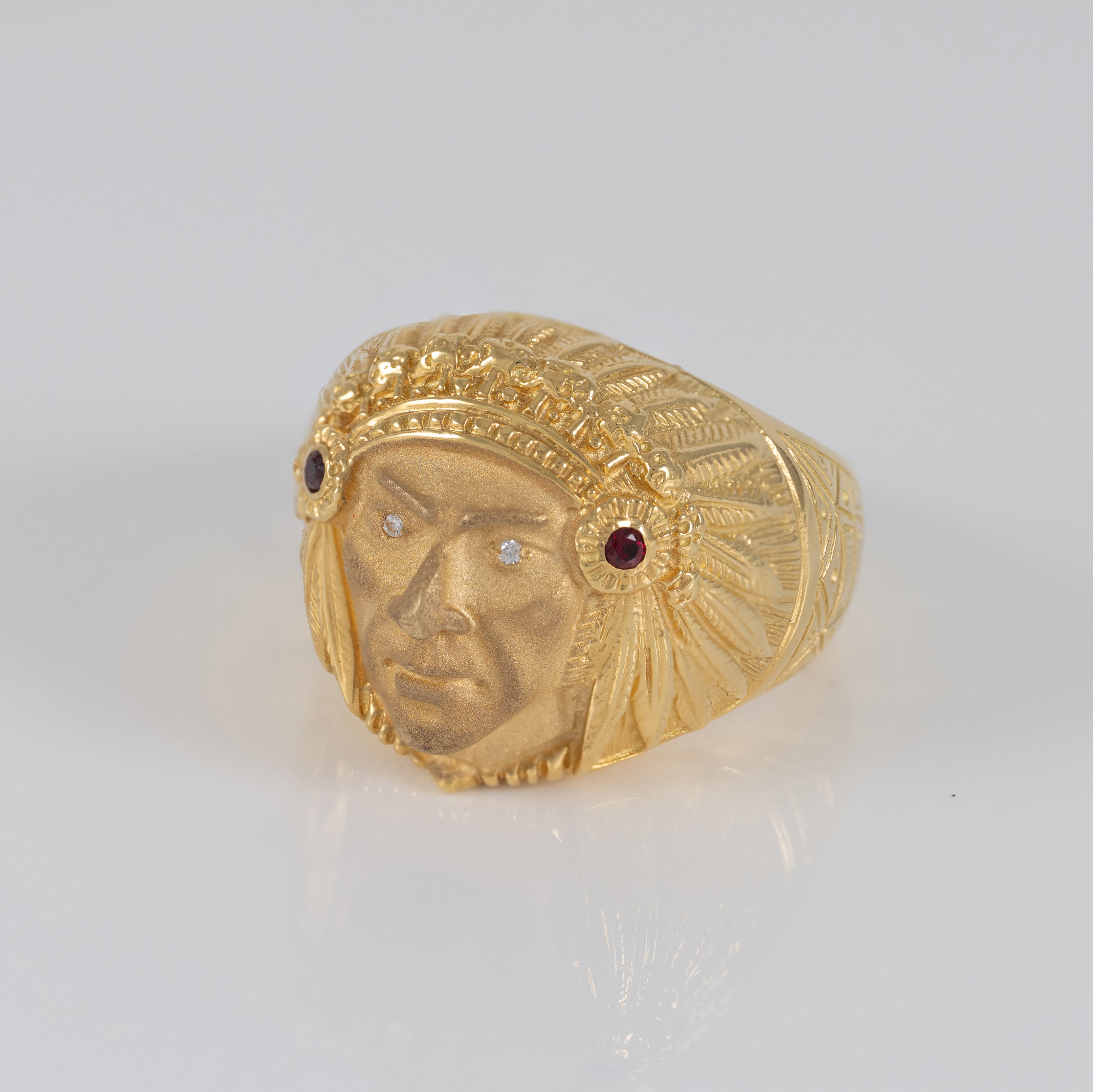 Anillo cabeza indio oro 18k 750