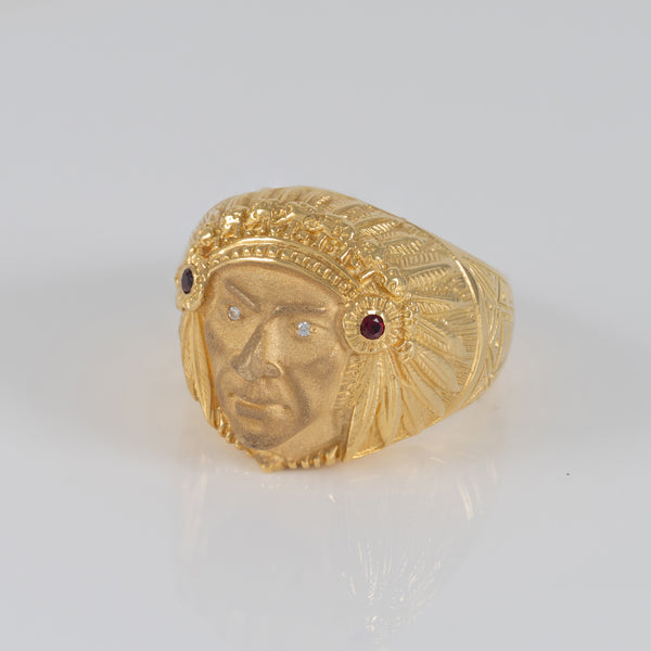 Anillo cabeza indio oro 18k 750
