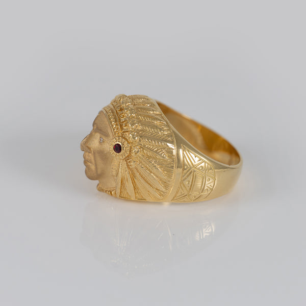 Anillo cabeza indio oro 18k 750