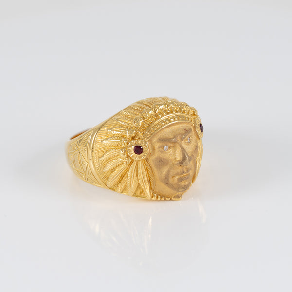 Anillo cabeza indio oro 18k 750