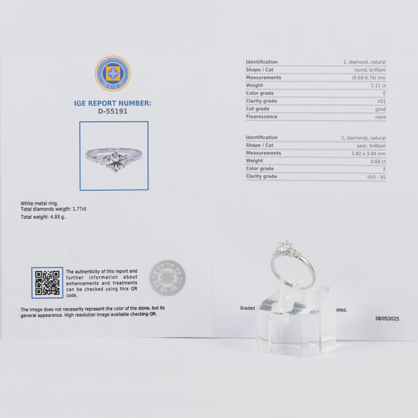 Anillo en oro blanco 18k con diamantes 1.77 ct