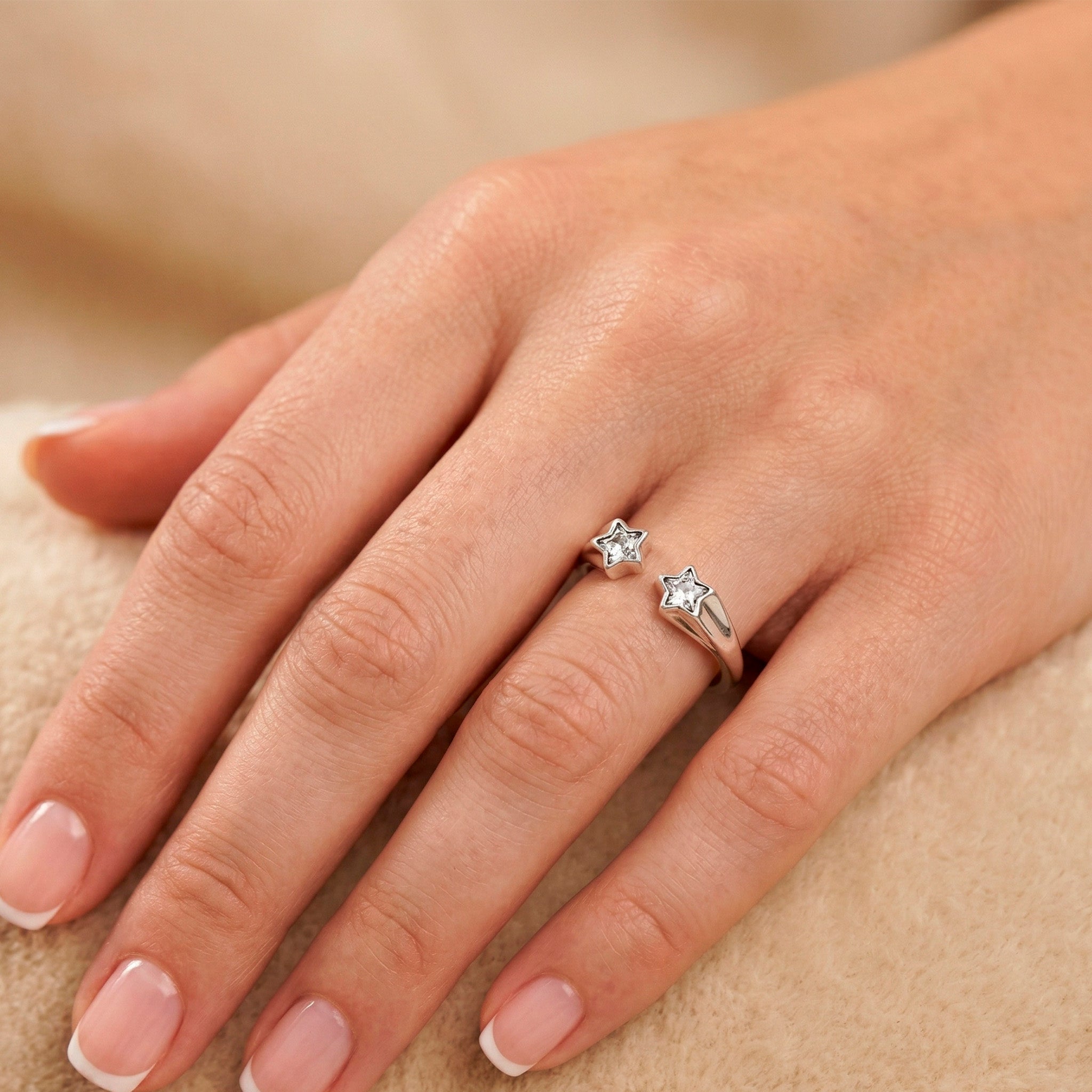 Anillo Pandora Abierto en Plata 925 Estrellas Fugaces