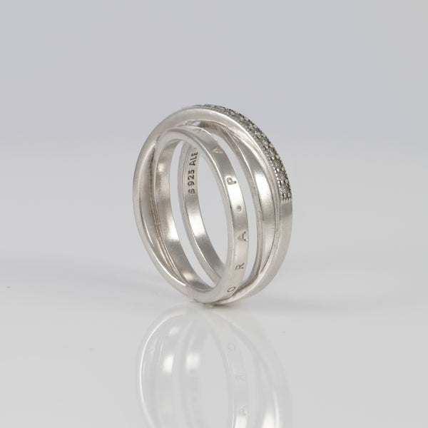 Anillo Pandora Cruzado Triple Alianza en Plata 925 Pavé