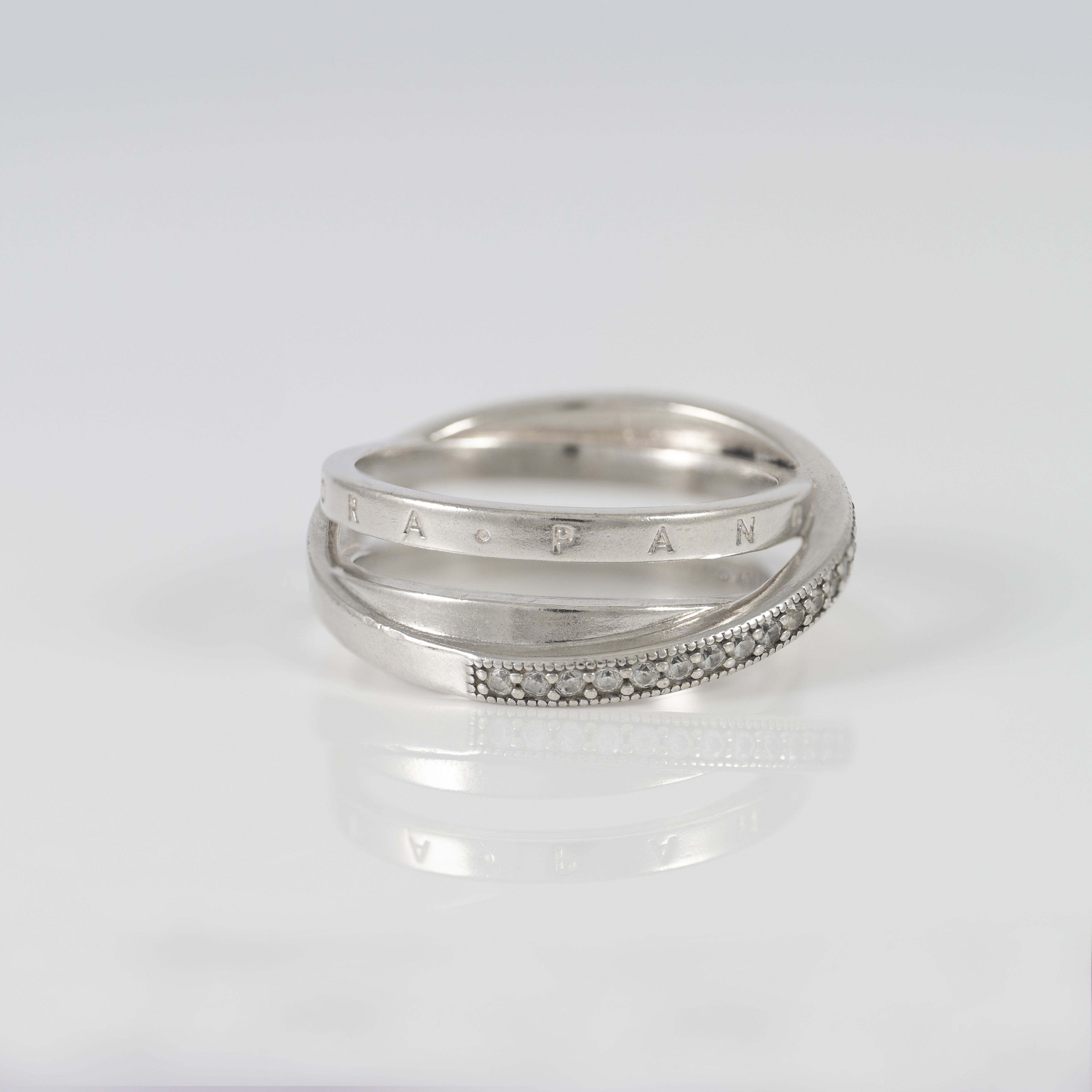 Anillo Pandora Cruzado Triple Alianza en Plata 925 Pavé
