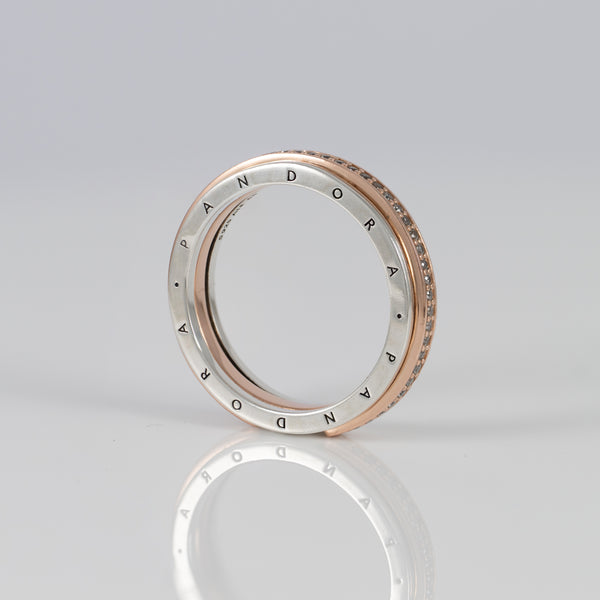 Anillo Pandora  de Plata 925  Signature Logo & Pavé