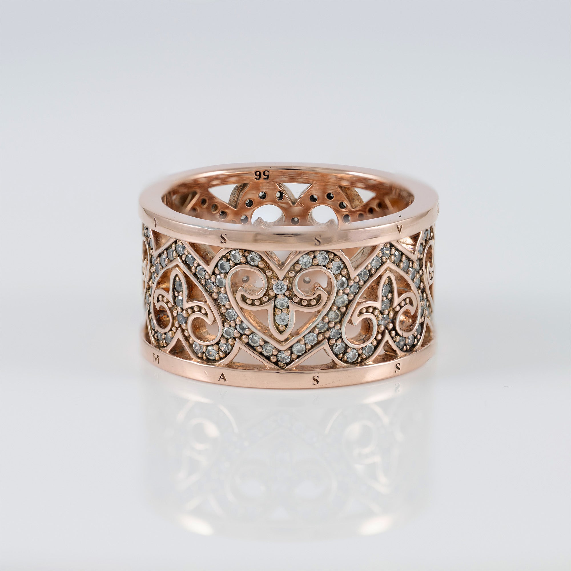 Anillo Thomas Sabó en Plata Vermeil Rosa con corazones pavé