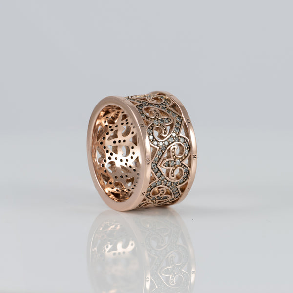 Anillo Thomas Sabó en Plata Vermeil Rosa con corazones pavé
