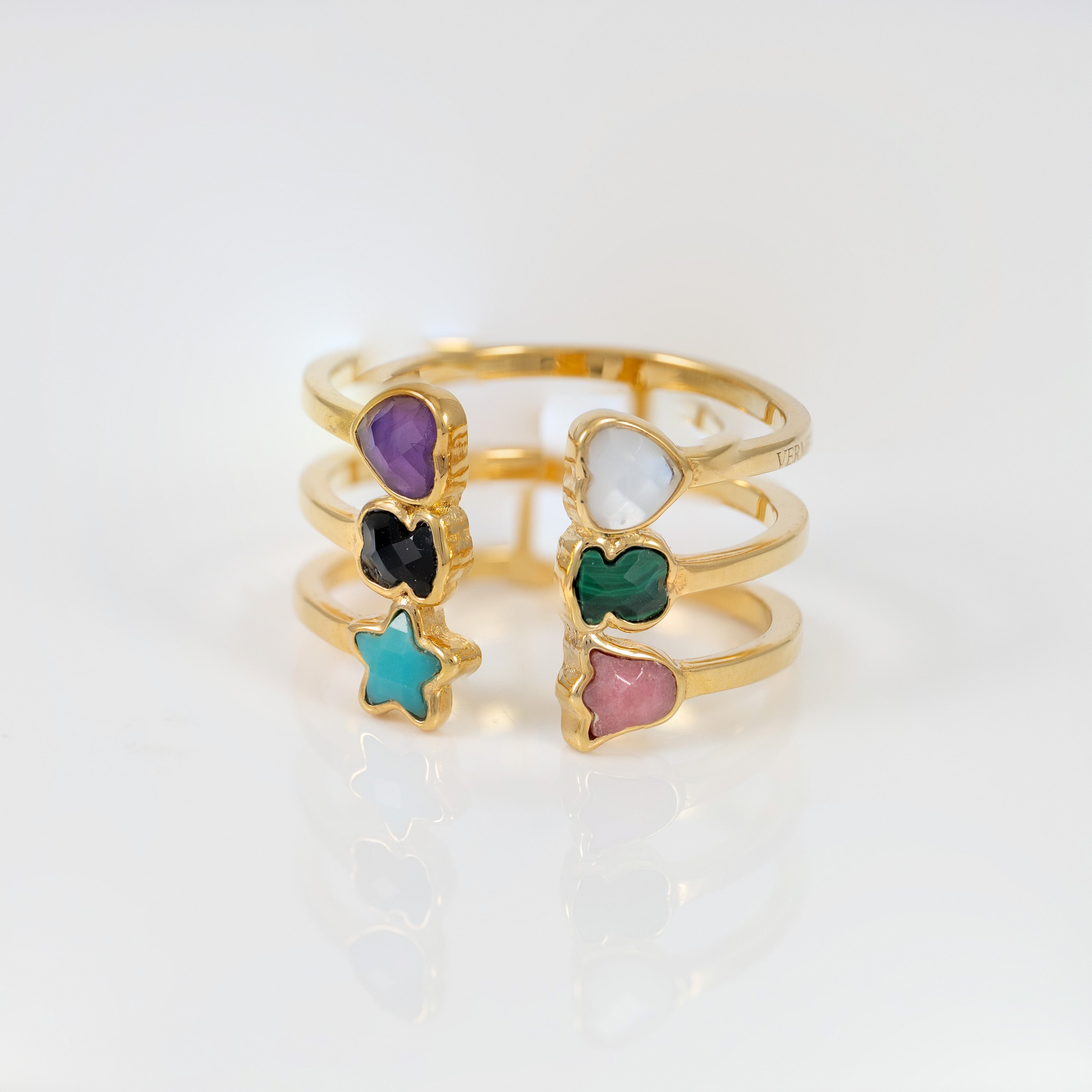 Anillo Tous abierto de plata Vermeil con gemas Glory