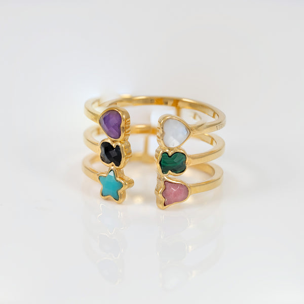 Anillo Tous abierto de plata Vermeil con gemas Glory
