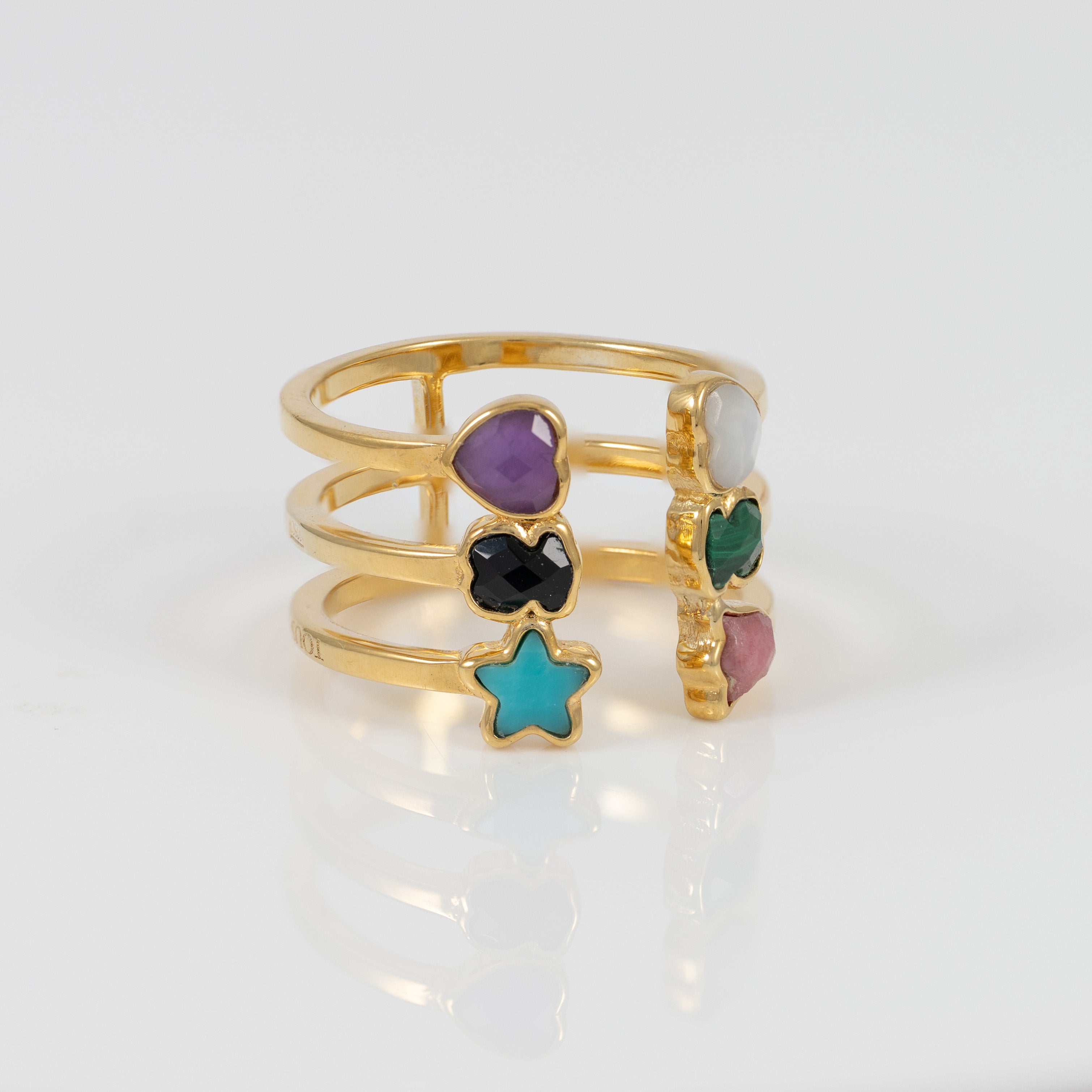 Anillo Tous abierto de plata Vermeil con gemas Glory