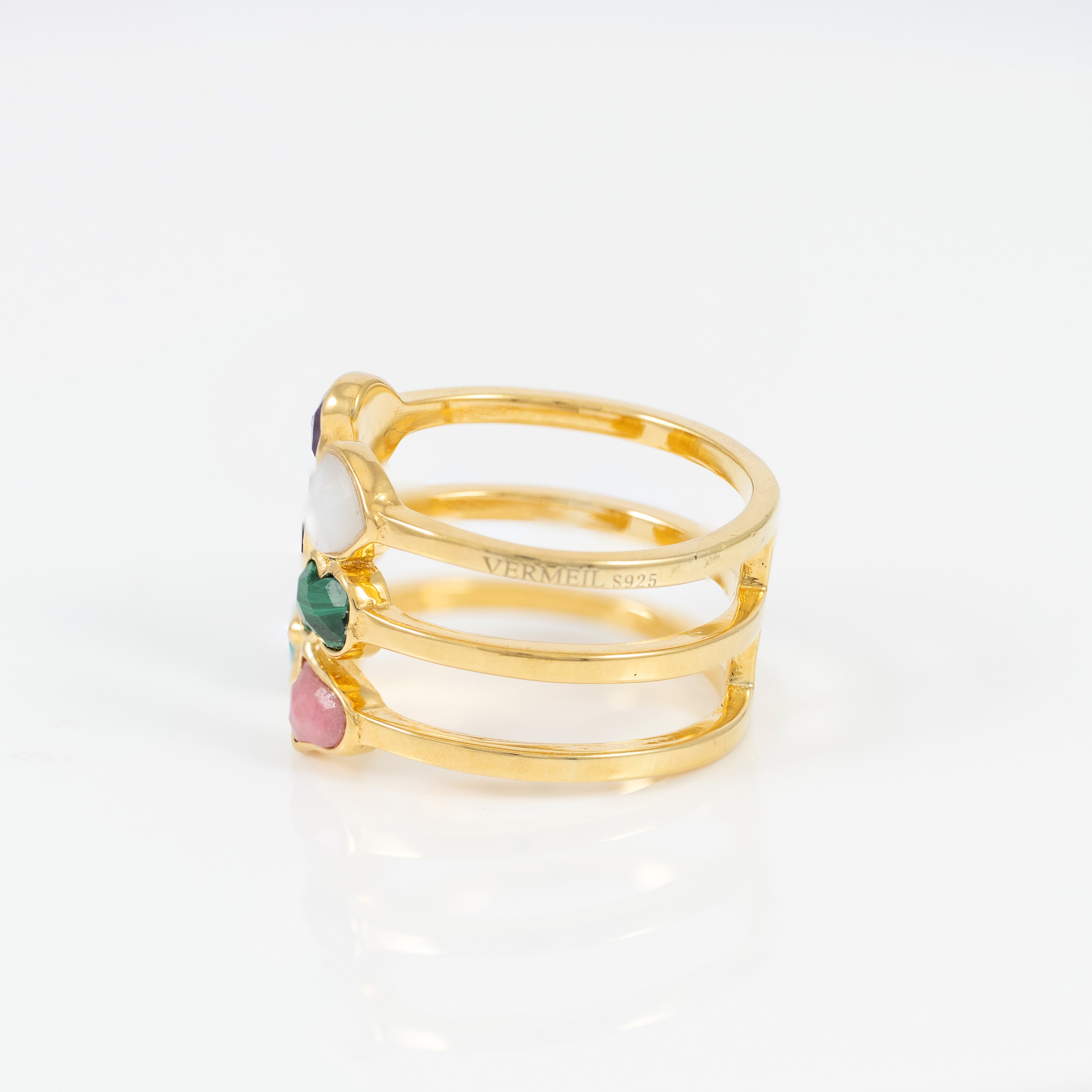 Anillo Tous abierto de plata Vermeil con gemas Glory
