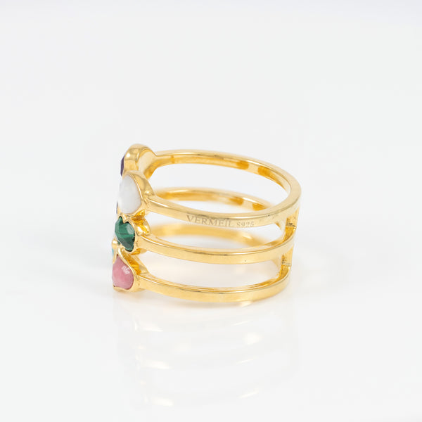 Anillo Tous abierto de plata Vermeil con gemas Glory