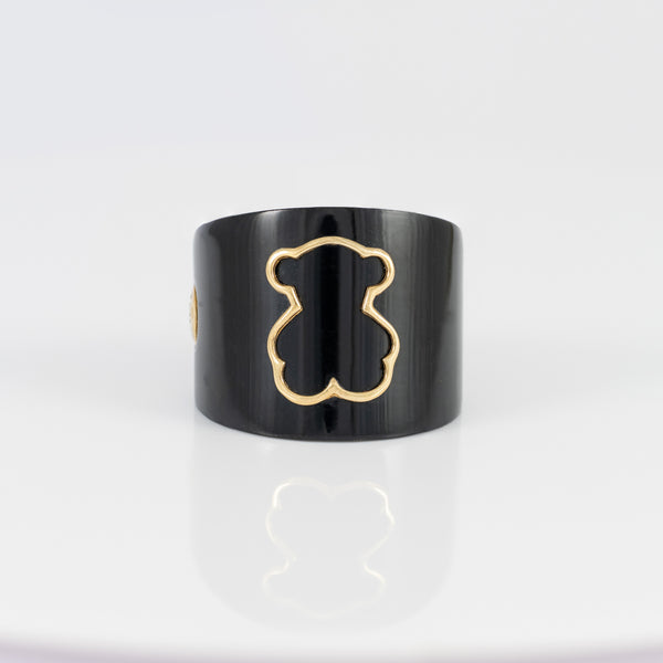 Anillo Tous de Resina Negra y Oro
