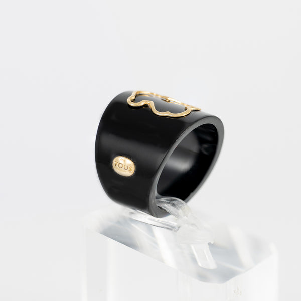 Anillo Tous de Resina Negra y Oro