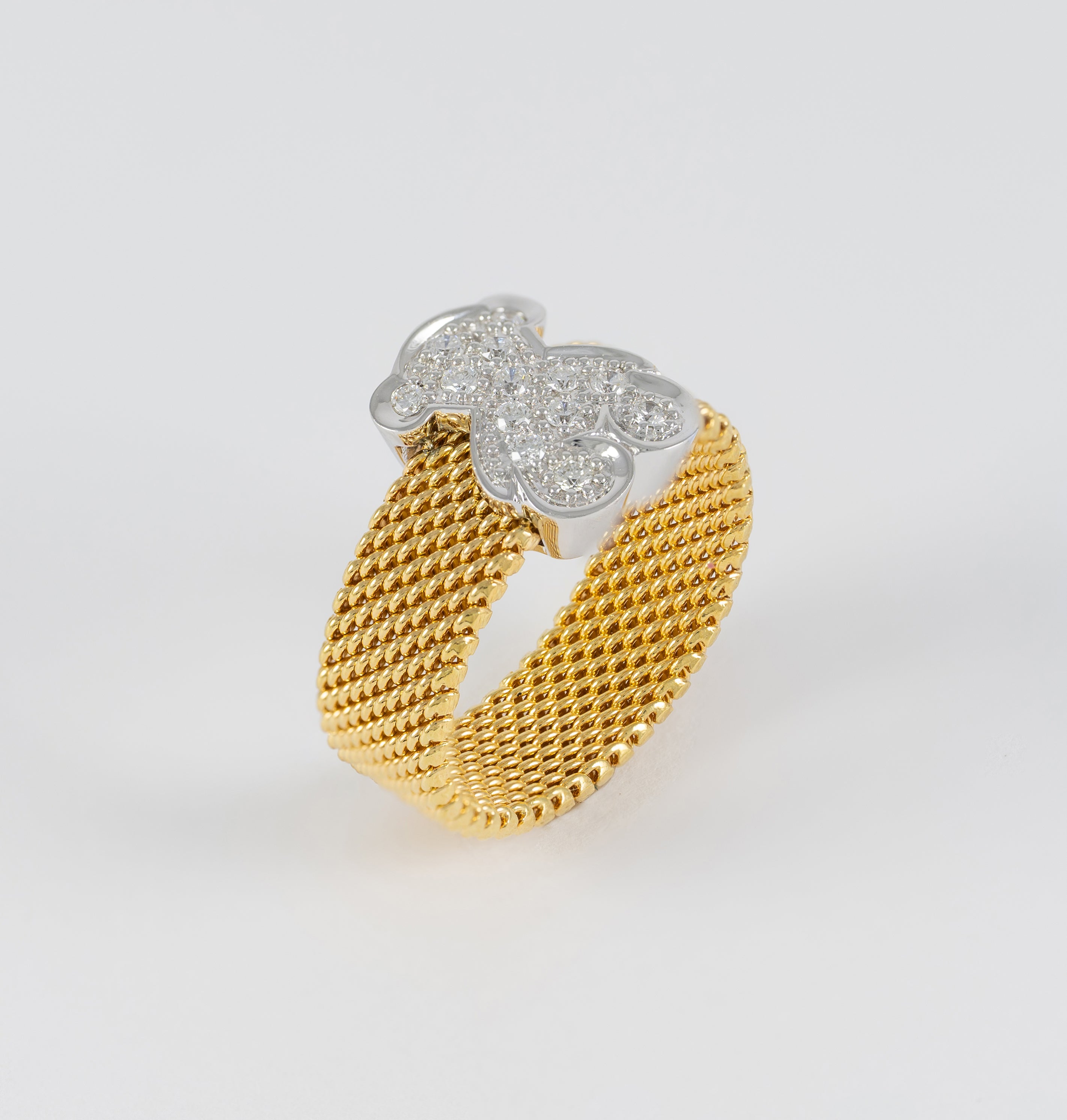 Anillo Tous Icon Mesh en oro amarillo y oro blanco de 18k con diamantes