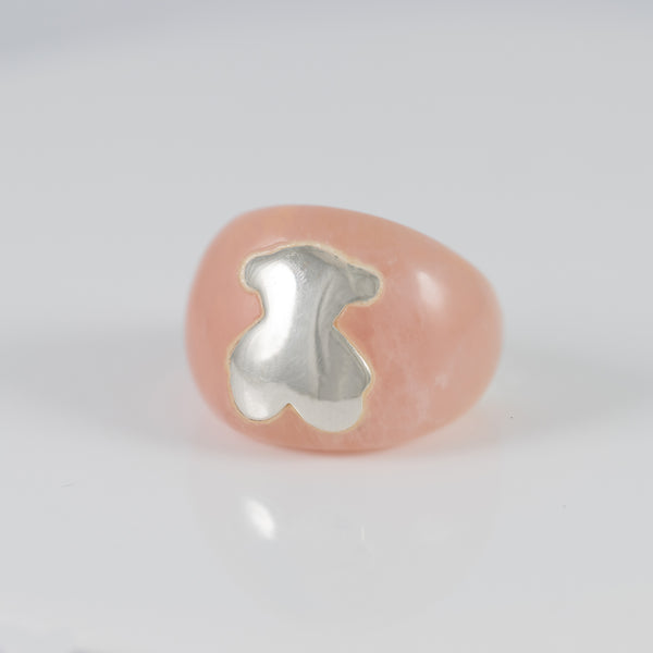 Anillo Tous en plata 925 y cuarzo rosa