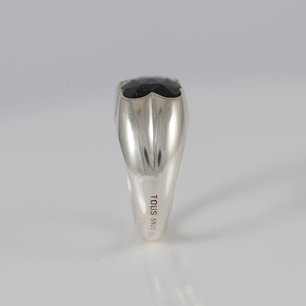 Anillo Tous de plata 925 y motivo oso en ónix Icon Color