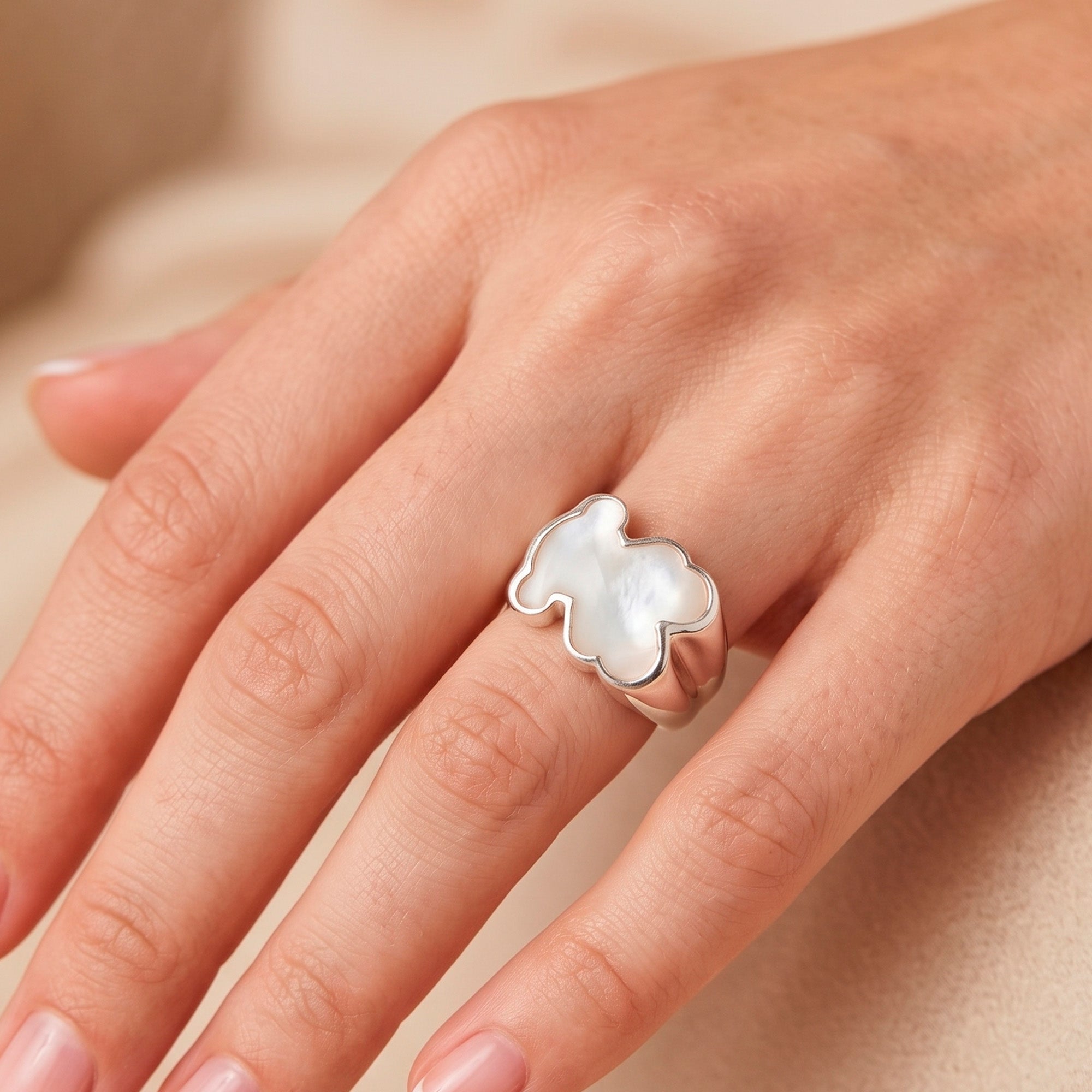 Anillo Tous de Plata 925 y Nácar motivo oso