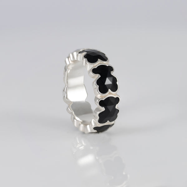 Anillo Tous en Plata 925 y osos en ónix Icon Color