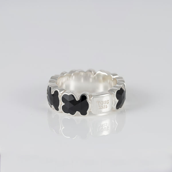 Anillo Tous en Plata 925 y osos en ónix Icon Color
