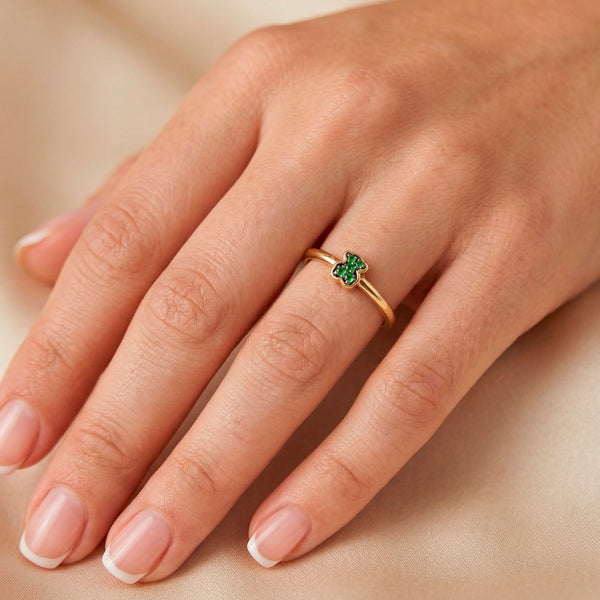 Anillo Tous de plata vermeil con oso de cromodiópsidos New Motif