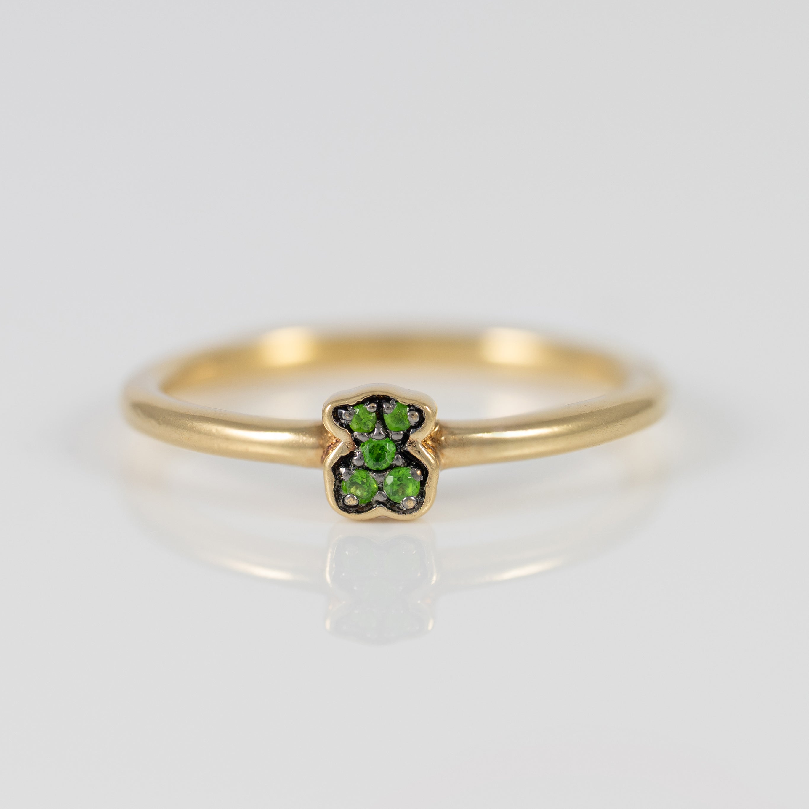 Anillo Tous de plata vermeil con oso de cromodiópsidos New Motif