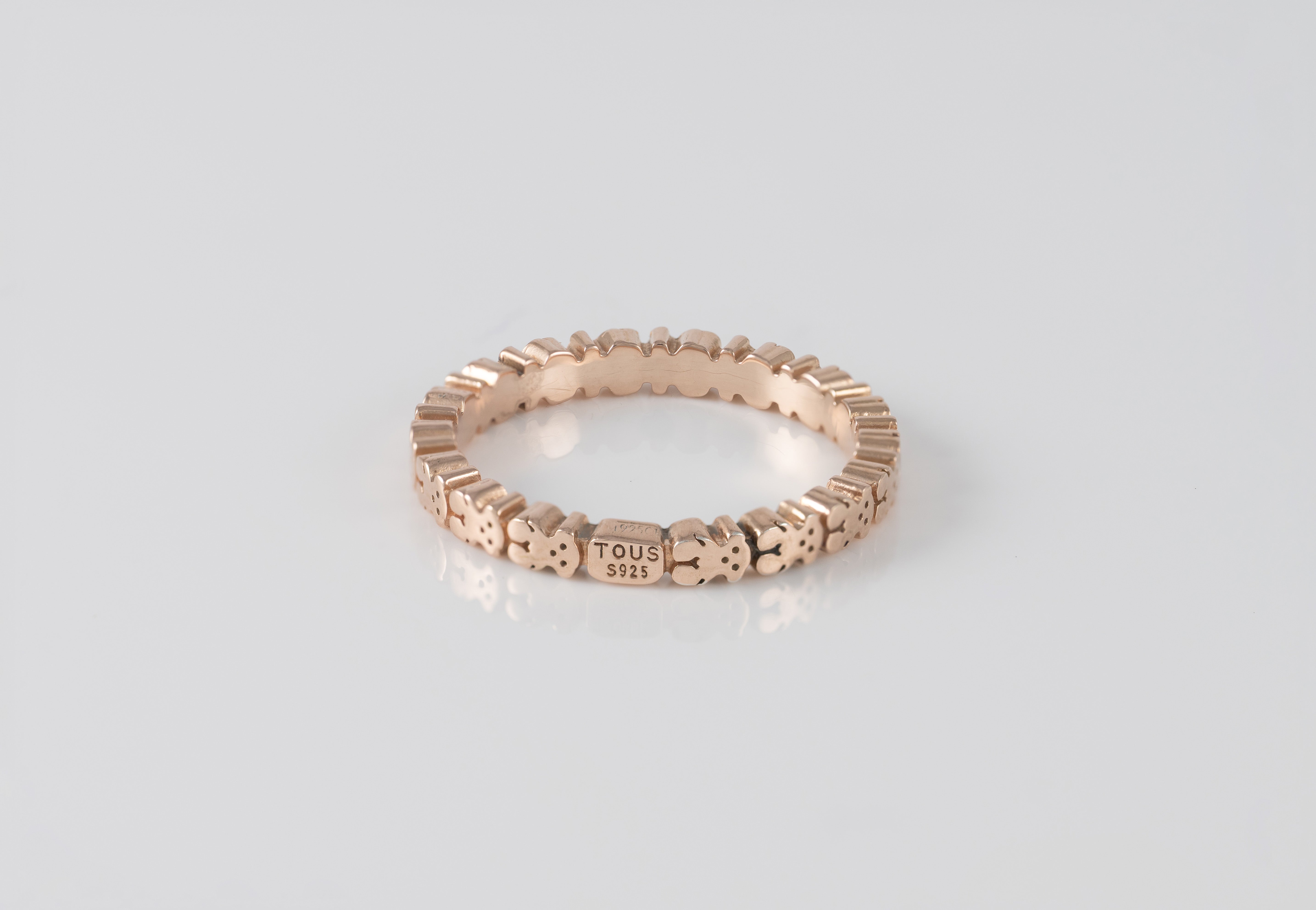 Anillo Tous de plata vermeil rosa motivos oso Straight