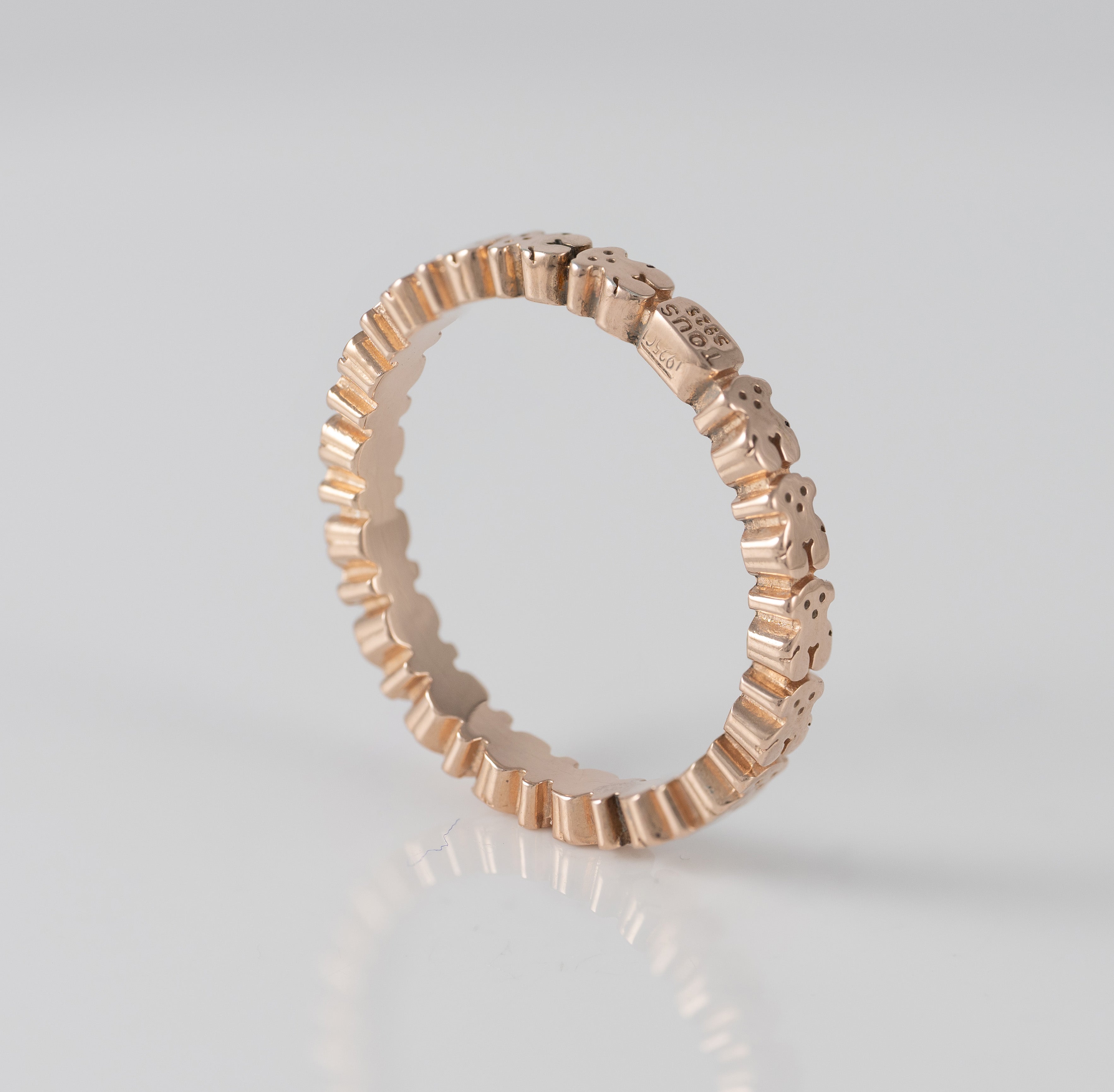 Anillo Tous de plata vermeil rosa motivos oso Straight