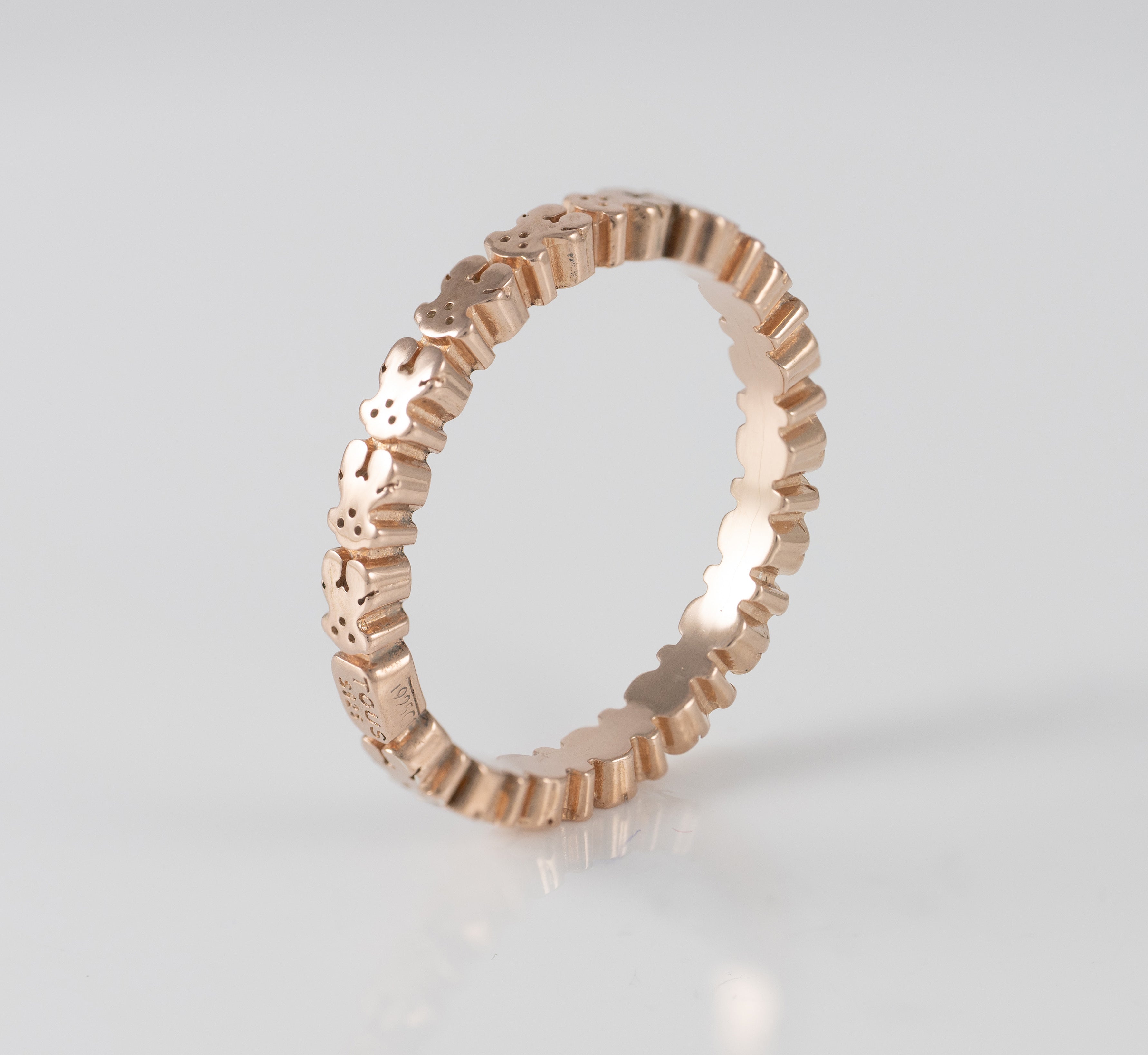 Anillo Tous de plata vermeil rosa motivos oso Straight