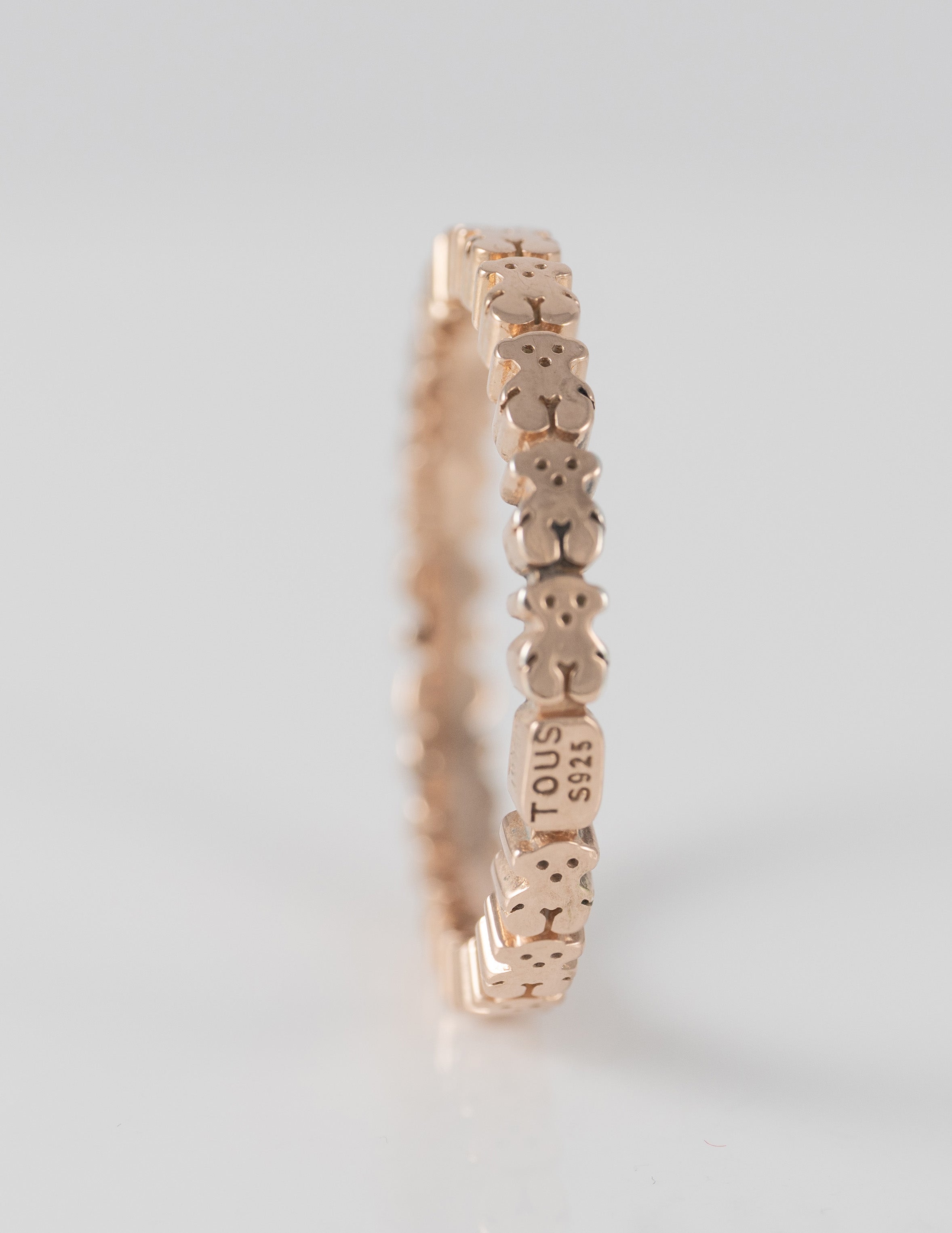 Anillo Tous de plata vermeil rosa motivos oso Straight