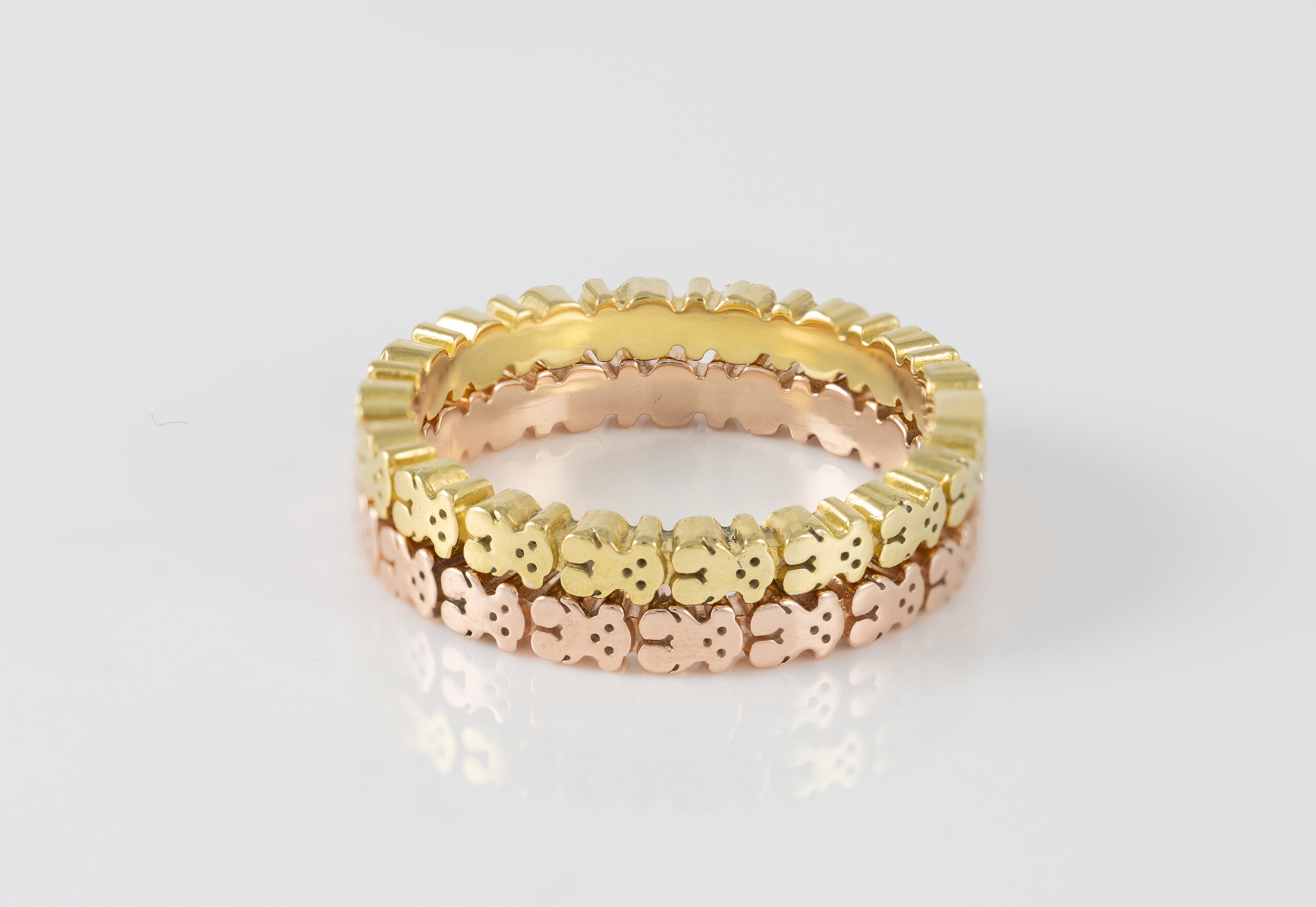 Anillo Tous de plata vermeil rosa motivos oso Straight