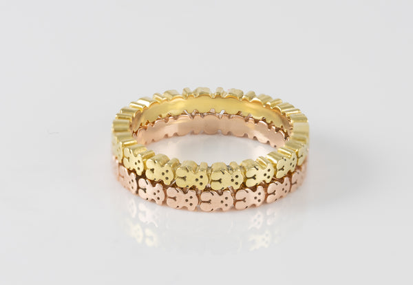 Anillo Tous de plata vermeil rosa motivos oso Straight