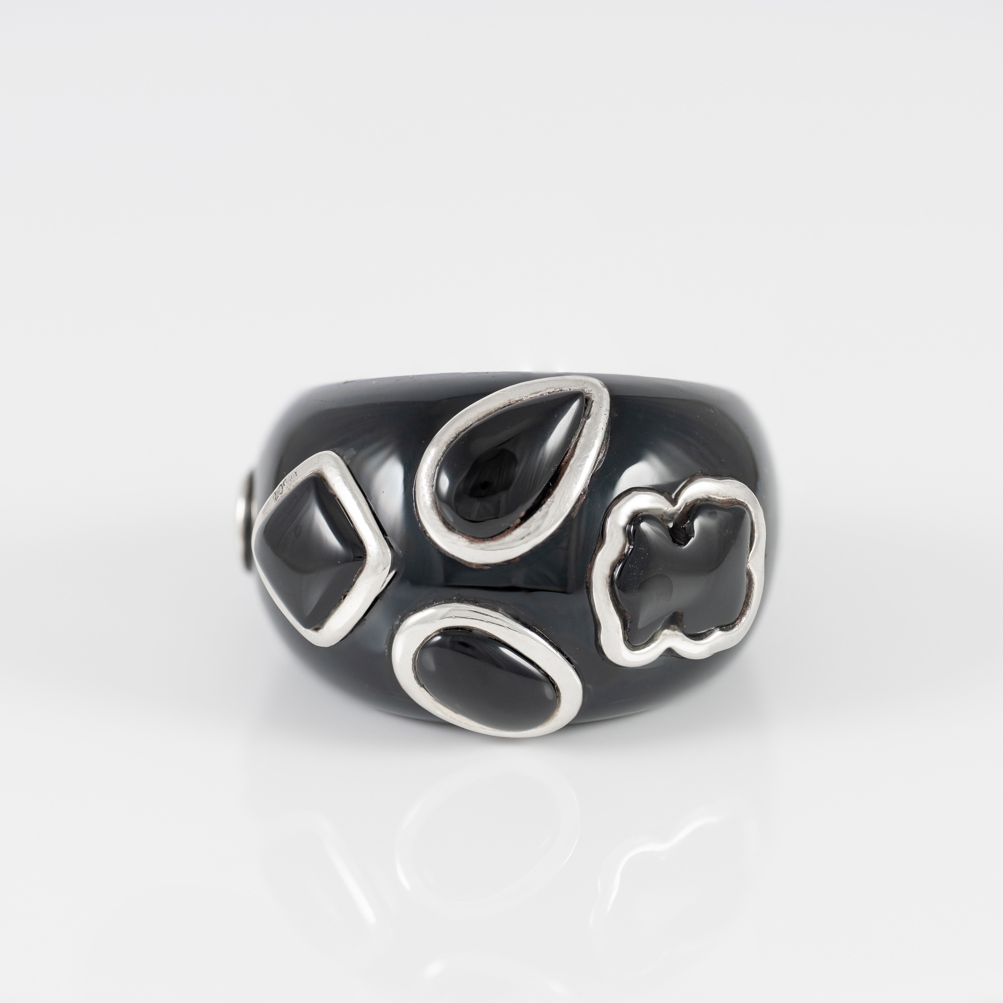 Anillo Tous de Resina Negra, Plata 925 y Ónix Domitous