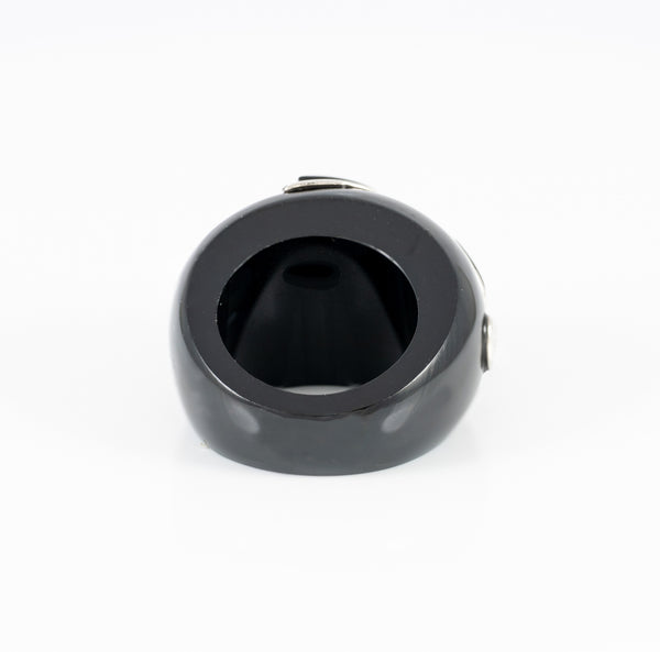 Anillo Tous de Resina Negra, Plata 925 y Ónix Domitous