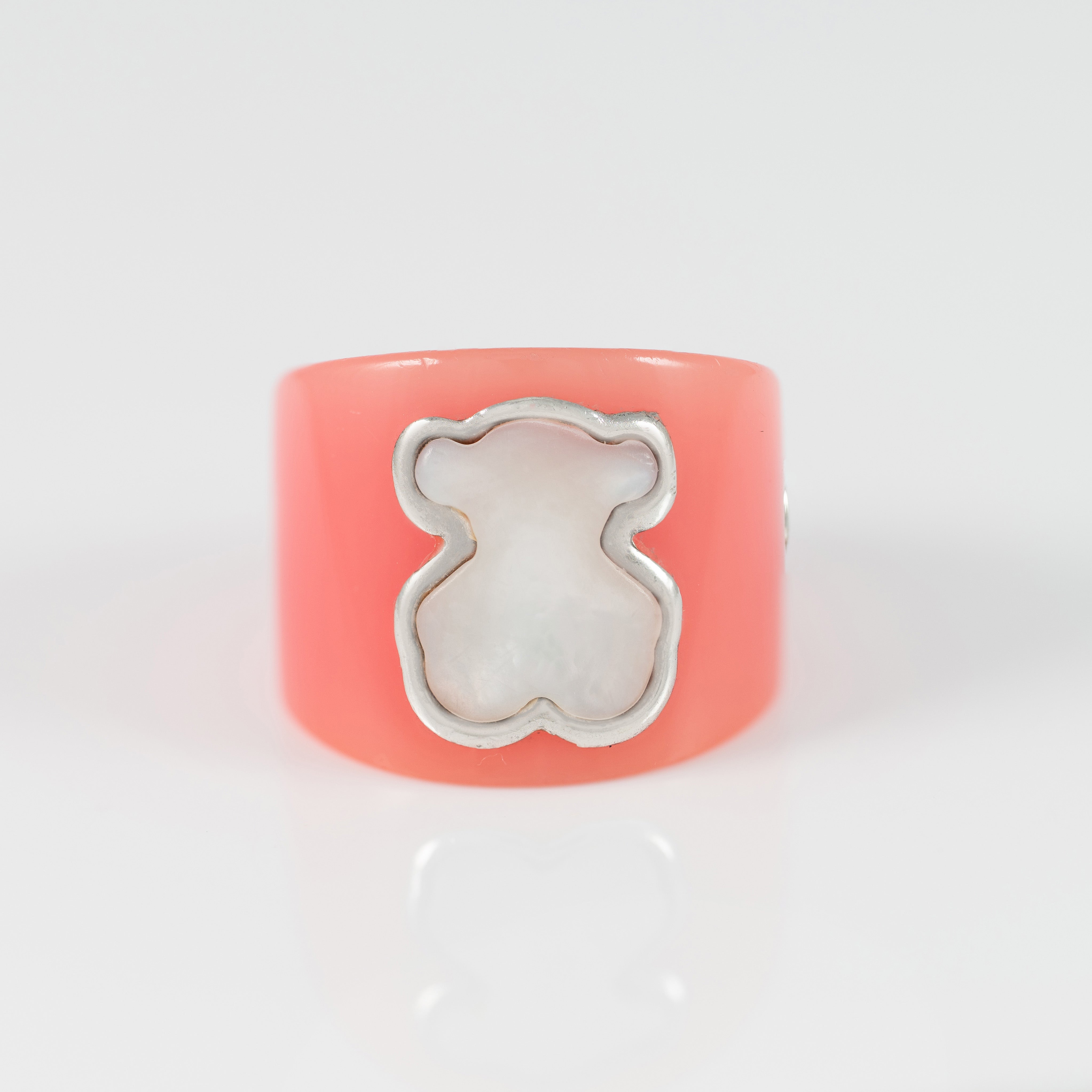 Anillo Tous de Resina rosa y Nácar motivo oso