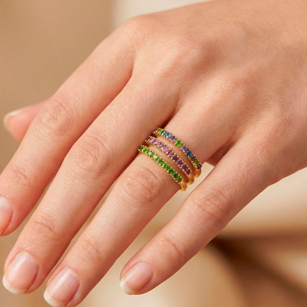 Anillo triple Tous en Plata Vermeil con gemas Straight