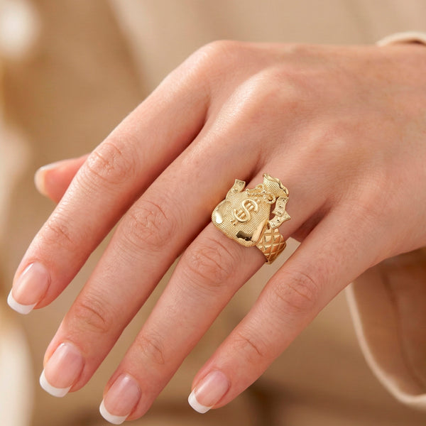 Anillo oro 18k 750 bolsa de dinero