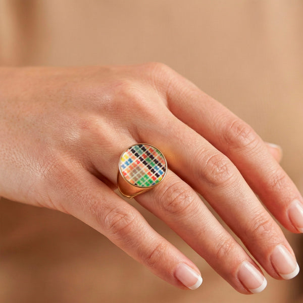 Anillo Tous Tartan Plata Vermeil con nácar