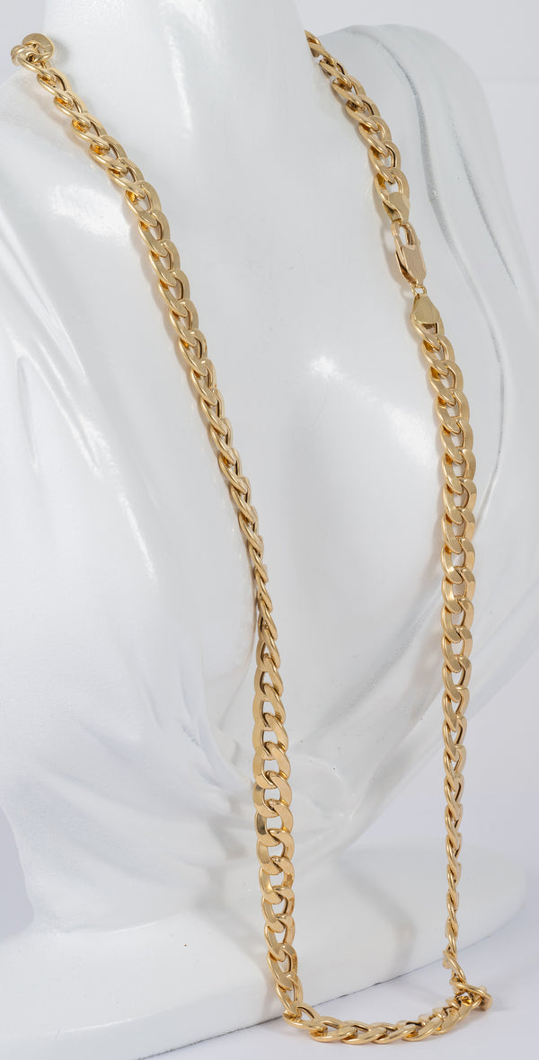 Cadena barbada de oro amarillo 18k 60cm