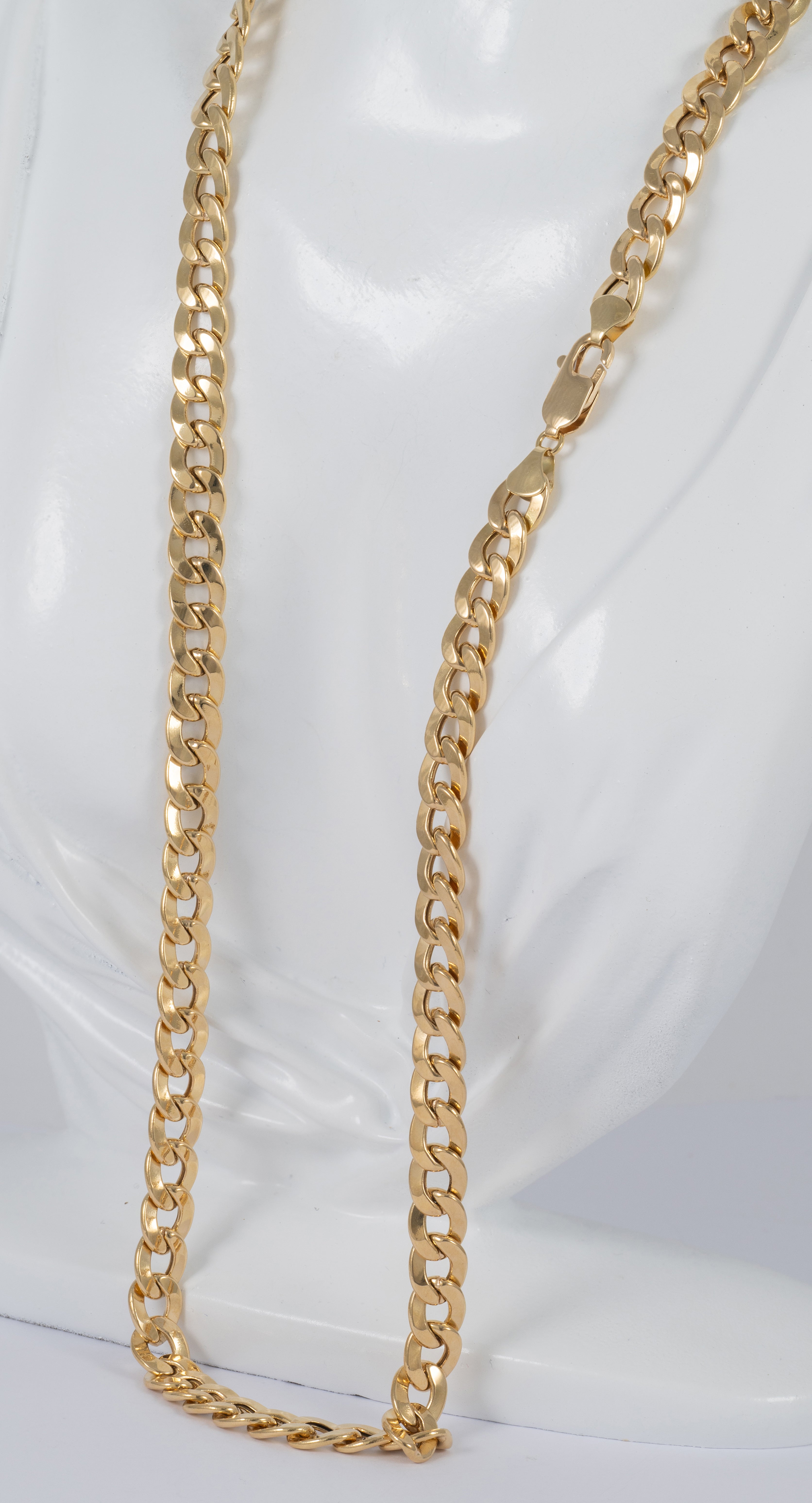 Cadena barbada de oro amarillo 18k 60cm