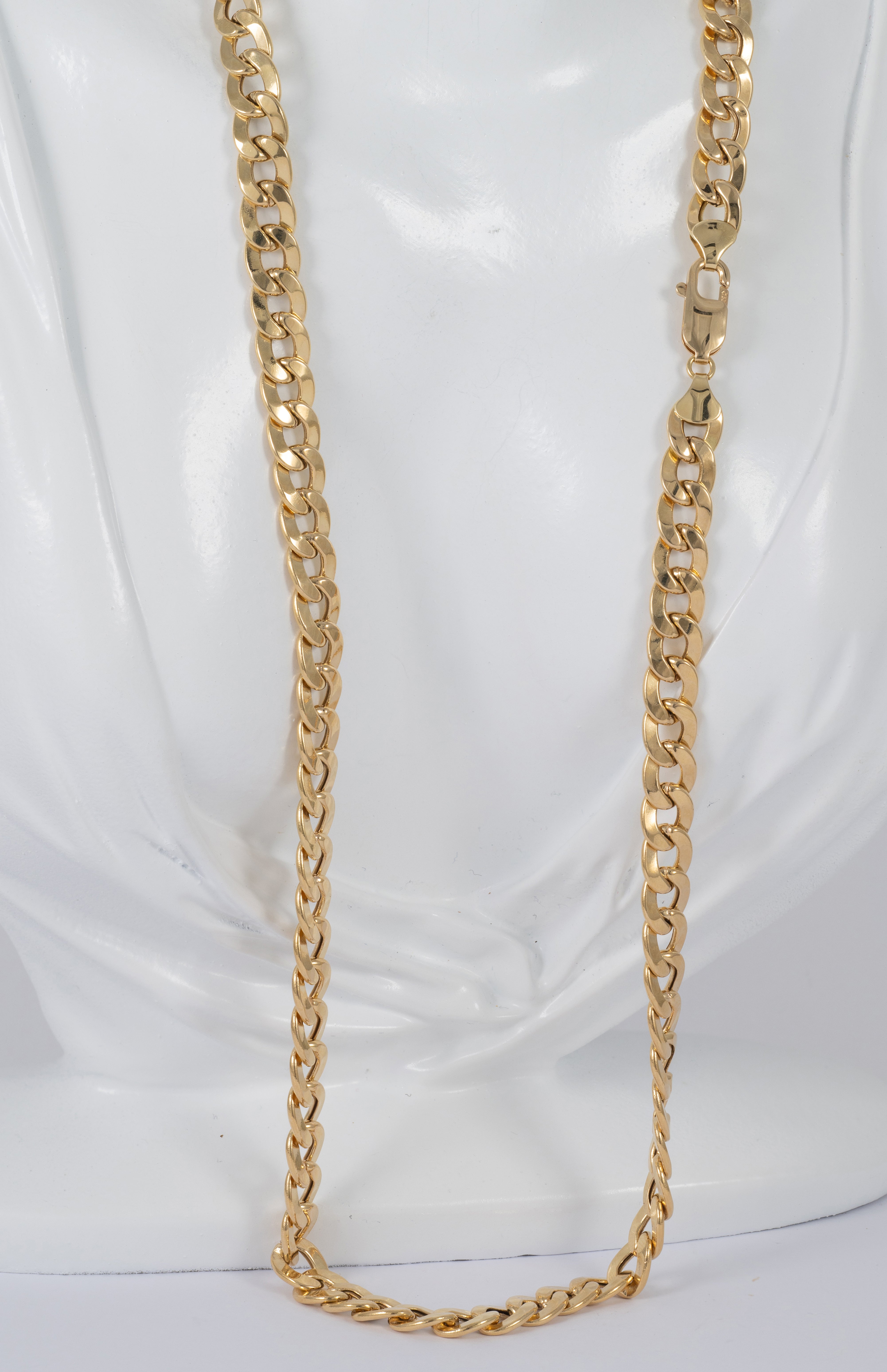 Cadena barbada de oro amarillo 18k 60cm