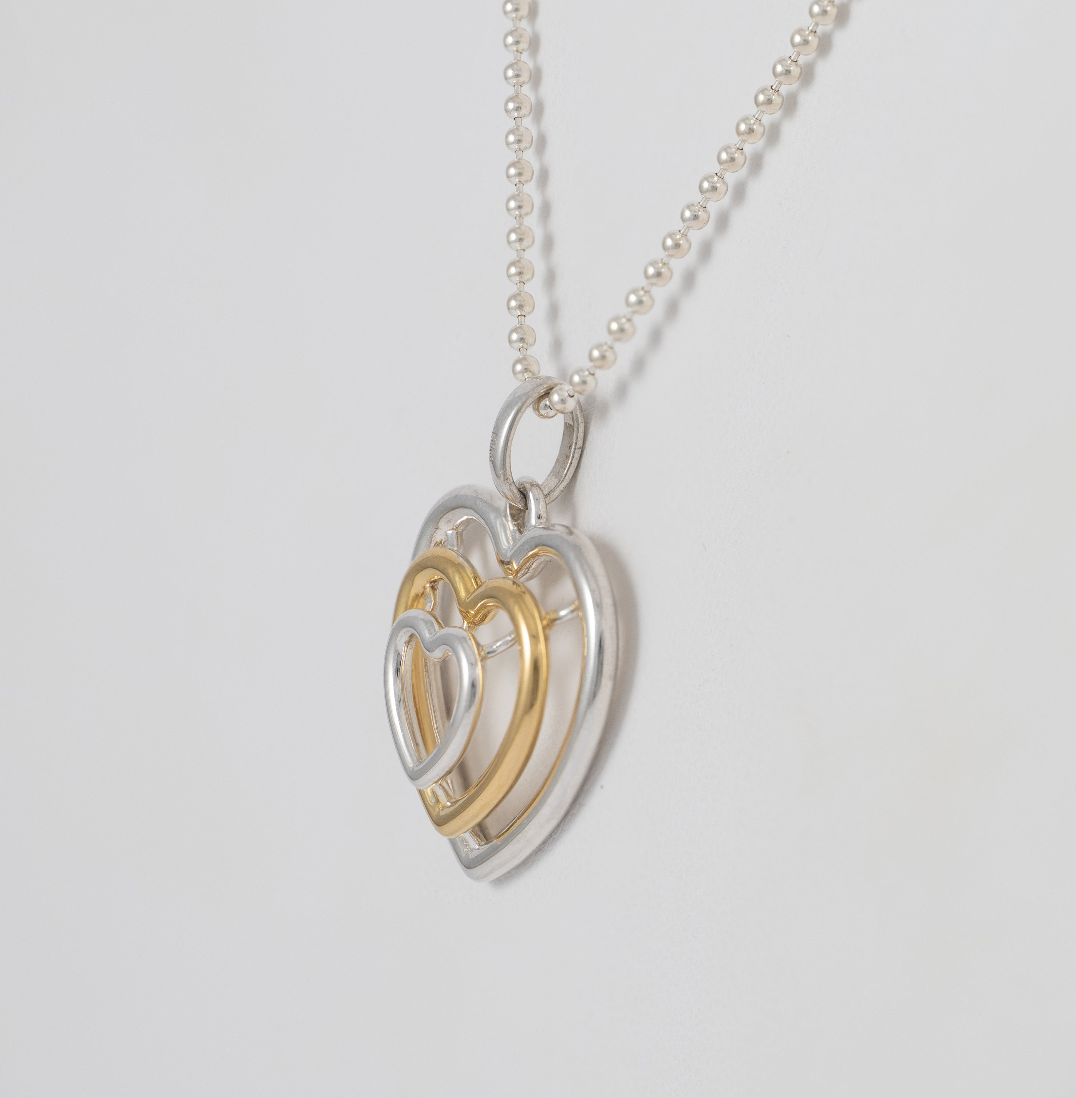 Cadena de bolas Tous con Colgante triple corazón Bickie de plata 925 y plata vermeil