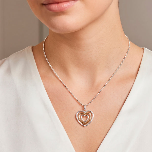 Cadena de bolas Tous con Colgante triple corazón Bickie de plata 925 y plata vermeil