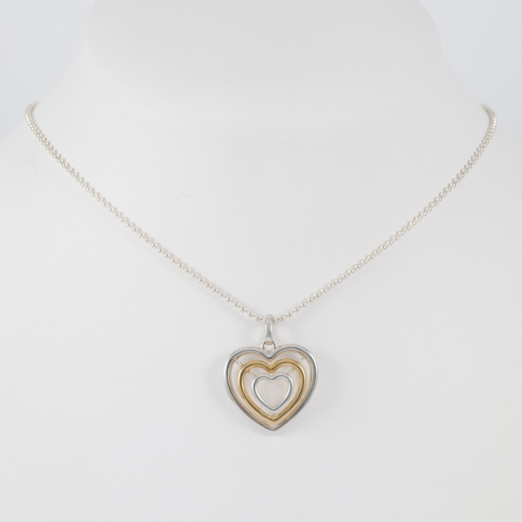 Cadena de bolas Tous con Colgante triple corazón Bickie de plata 925 y plata vermeil