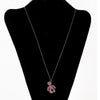 Cadena con colgante Teddy Bear 3D de plata pavonada con zafiros rosa