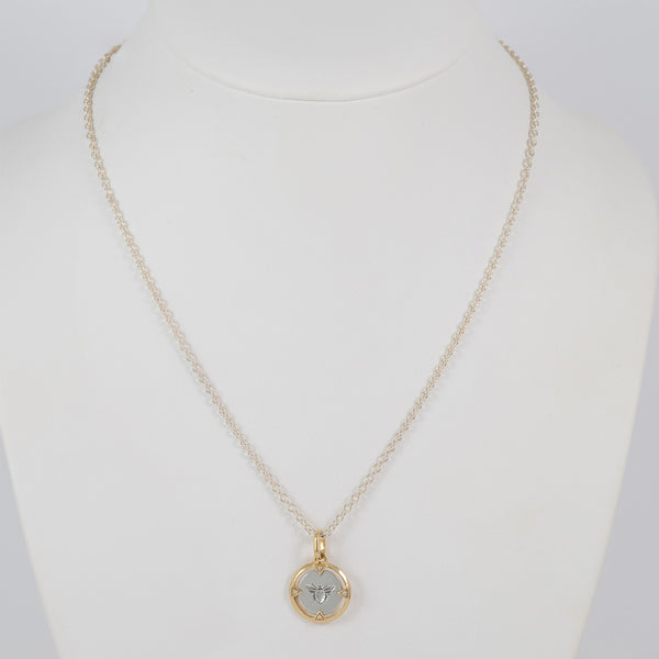 Cadena con colgante Pandora ME bicolor en plata 925 Bee Medallion