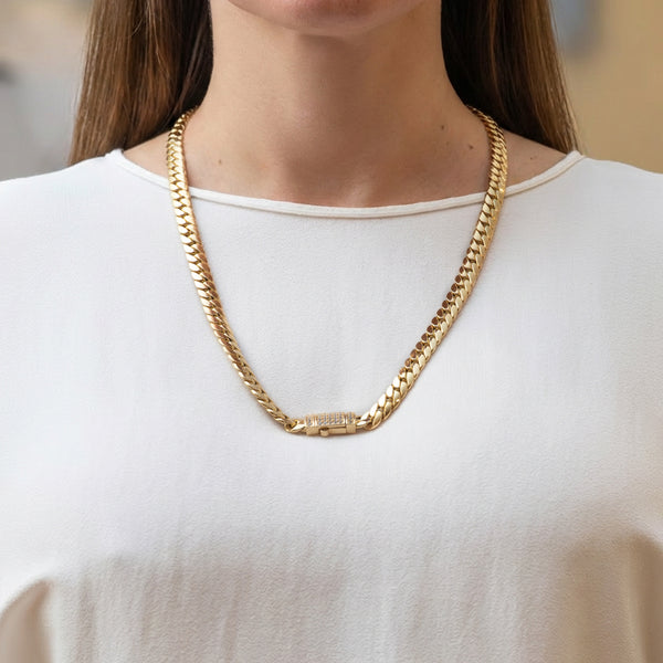 Cadena barbada cubana oro 18k 750 60cm