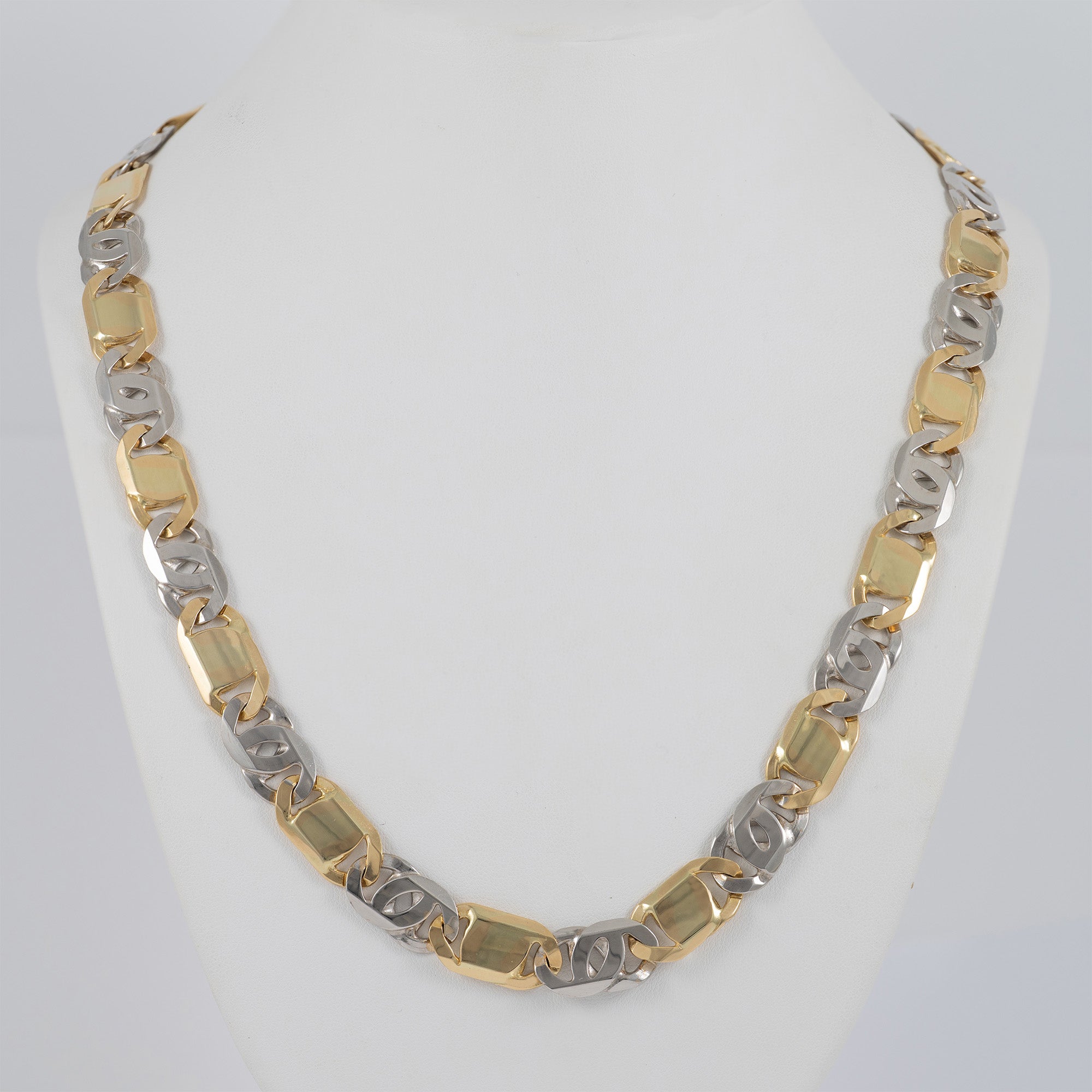 Cadena de oro blanco y amarillo 18k 750 60cm