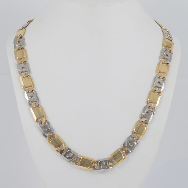 Cadena de oro blanco y amarillo 18k 750 60cm