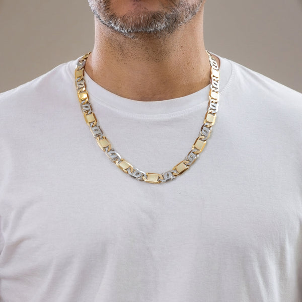 Cadena de oro blanco y amarillo 18k 750 60cm